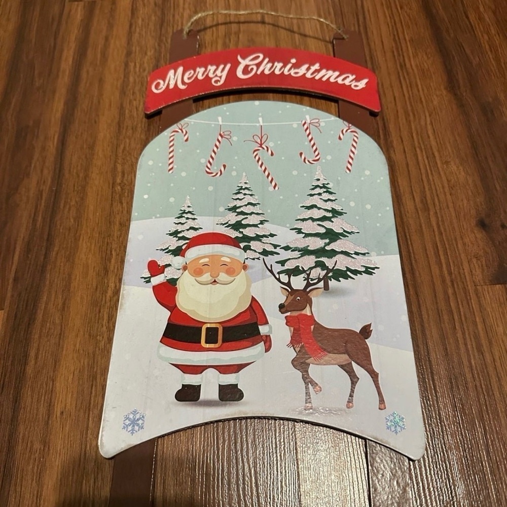 Festive Santa and Reindeer Christmas Wall Decor